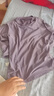 【暴汗服】夏季瑜伽服套裝女短袖短褲速干運動假兩件跑步健身服 紫色 XL 曬單實拍圖