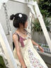 閃動(dòng)少女（SHANDONGSHAONV）夏季新款設(shè)計(jì)感蕾絲拼接牛仔設(shè)計(jì)碎花顯瘦吊帶別致連衣裙甜美長裙 M100-120斤 曬單實(shí)拍圖