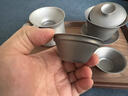 IKXO純鈦雙層泡茶杯便攜式一壺三杯快客杯鈦合金旅行功夫茶具套裝蓋碗 圓融-(一蓋碗二杯)【磨砂款】 曬單實(shí)拍圖