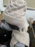 暢印新款冬季針織風(fēng)雪帽騎車(chē)保暖媽媽時(shí)尚護耳包頭帽女帽子圍巾一體帽 優(yōu)雅米白 曬單實(shí)拍圖