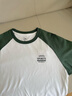 安踏長(cháng)袖T恤男2025秋季插肩袖純棉打底衫美式圓領(lǐng)寬松上衣152538402 雪花白/常春藤綠-2 M (男170) 曬單實(shí)拍圖