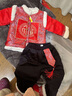 寧悠寶寶過(guò)年衣服冬裝喜慶新年唐裝男女加厚漢服男童拜年服冬裝新年衣 紅色 90cm 曬單實(shí)拍圖
