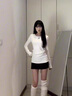 柯蘭娜白色中長(cháng)款長(cháng)袖t恤女2025新款春秋冬內搭外穿打底衫修身辣妹上衣 白色 (棉) L （105-120斤） 曬單實(shí)拍圖