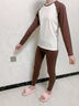 雅鹿青少年秋衣秋褲女純棉春秋冬初高中學(xué)生女大童棉毛衫保暖內衣套裝 藏青拼粉【新疆純棉 7A抗菌】 S 【建議體重80-90斤】 曬單實(shí)拍圖