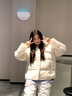 鴨鴨（YAYA）羽絨服女短款2025冬季新款時尚連帽韓版休閑小個子面包服工裝外套 米色 S 曬單實拍圖