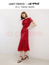 朗姿【宋三土聯(lián)名】法式蕾絲氣質(zhì)包臀魚(yú)尾裙夏季新款連衣裙女 大紅色 2XL 曬單實(shí)拍圖
