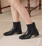 達芙妮法式短靴女2025秋冬新款方頭粗跟小裸靴輕職風(fēng)瘦瘦靴厚底馬丁靴女 黑色【4.5cm跟高】 37 曬單實(shí)拍圖
