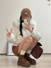 棉致大毛領(lǐng)短款羽棉絨服女2025冬季新款歐美風(fēng)收腰顯瘦減齡棉襖外套 白色 S 曬單實(shí)拍圖