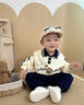 G. DUCKKIDS嬰兒套裝秋季男寶寶1--3歲分體衣幼兒春秋季翻領(lǐng)小熊衛(wèi)衣兩件套潮 米套裝 90 cm 曬單實(shí)拍圖