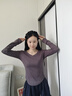 不規(guī)則白色莫代爾雞心領(lǐng)打底衫女內(nèi)搭秋冬新款韓版修身長(zhǎng)袖t恤衫 871莫代爾-深灰色 M 建議100-115斤 曬單實(shí)拍圖