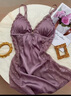 GP Memory性感睡衣女純欲風(fēng)高級感吊帶蕾絲睡裙帶胸墊家居服送閨蜜禮盒套裝 霧霾紫【外袍+吊帶】 M 【建議80-105斤】 曬單實(shí)拍圖