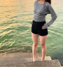 UR2025秋季新款女裝氣質(zhì)斜肩領(lǐng)褶皺修身長(cháng)袖T恤UWG450165 花灰 S 曬單實(shí)拍圖