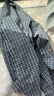 唐獅（TonLion）2025春女翻領(lǐng)格子長(cháng)袖襯衫 S  暗藍  曬單實(shí)拍圖