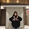 魯雅爾韓版黑色連帽衛衣女春秋季新款復古重磅數字格子上衣潮流寬松外套 黑色 常規 L 建議100斤到120斤 曬單實(shí)拍圖