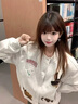 LDBE灰色小狗刺繡棒球服外套女2025新款秋季美式oversize寬松夾克上衣 白灰色【春秋薄款】 L 【100-120斤】 曬單實(shí)拍圖