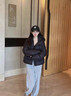 UR2025春季新款女裝時(shí)尚休閑純色絎縫連帽羽絨服UWM150008 黑色 (偏寬松) L 曬單實(shí)拍圖