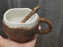 卡洛樂(lè )創(chuàng  )意椰子椰肉咖啡杯可愛(ài)禮盒套裝陶瓷牛奶杯早餐馬克杯水杯耐高溫 【創(chuàng  )意椰子杯源頭廠(chǎng)家】 白色骨瓷拌勺 曬單實(shí)拍圖