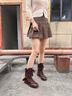 ST&SAT星期六品牌馬丁靴女2025秋季新款運動休閑高幫德訓鞋百搭西部中筒拳擊靴 黑色 SSD4116E3Z 37 曬單實拍圖