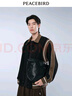 太平鳥(niǎo)男裝 復古仿麂皮夾克巴恩風(fēng)撞色棒球服寬松休閑茄克外套 黑色（闊型） M 曬單實(shí)拍圖