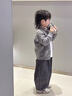 Dudant國際品牌男童秋裝套裝2025新款毛衣外套褲子寶寶春秋韓版三件套潮 灰色 120 cm 曬單實(shí)拍圖