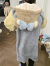 果殼（Gukoo）睡衣女冬季新款多款可愛(ài)女家居服保暖連帽卡通睡袍 淡水藍 M 曬單實(shí)拍圖