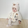MKOK英國寶寶帽子秋冬季嬰兒可愛(ài)保暖護耳帽嬰幼兒萌毛線(xiàn)帽小月齡 米色(長(cháng)耳熊頭護耳帽)（A類(lèi)棉里） 帽圍40-46CM(建議1-15個(gè)月) 曬單實(shí)拍圖