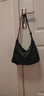 裘真【明星推薦】經(jīng)典hobo包植鞣牛皮腋下通勤休閑餃子女包 黑色-小號(hào) 小包/大包 曬單實(shí)拍圖