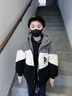 猴兄仔童裝男童加絨毛毛衣外套冬季韓版男孩加厚中長(cháng)款冬裝中大童上衣 深灰色 150 (建議身高140CM左右) 曬單實(shí)拍圖