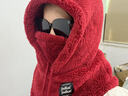 暢印圍脖口罩一體帽子冬季防寒防風(fēng)帽男女毛絨護耳包頭帽保暖套頭帽 圍脖頭套一體帽【紅色】加絨加厚 曬單實(shí)拍圖