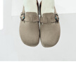 他她（TATA）加絨復古勃肯鞋女厚底包頭拖鞋外穿穆勒鞋2025年新款 灰色（半拖款） 36 曬單實(shí)拍圖