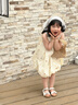 金日滿女童連衣裙夏季公主裙寶寶裙兒童裙子無袖花苞裙夏天童裝 杏色花苞裙 90 cm 曬單實(shí)拍圖