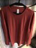 新款秋冬純棉圓領(lǐng)領(lǐng)長(cháng)袖T恤男士上衣薄款打底衫內衣內搭修身百搭 銹紅 3XL 曬單實(shí)拍圖