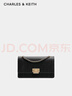 CHARLES&KEITH金屬扣鏈條斜挎單肩國王包小方包包女包生日禮物CK2-20840579 Black黑色 中包 曬單實(shí)拍圖