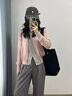 暄琰 粉色假兩件針織開(kāi)衫女裝早秋季穿搭新款韓系上衣慵懶風(fēng) 假兩件針織毛衣粉紅色 均碼 曬單實(shí)拍圖