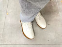 斷碼真皮春秋款牛皮單鞋舒適軟底女鞋牛筋底媽媽鞋休閑運動(dòng)鞋 升級版米白色 38 曬單實(shí)拍圖