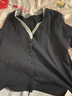皮爾卡丹（pierre cardin）大碼假兩件V領(lǐng)長袖T恤女春秋胖MM修身內(nèi)搭打底衫顯瘦開衫新款上衣 圖片色 XL 建議120斤-135斤 曬單實拍圖
