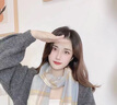 viney圍巾女2025新款秋冬季百搭格子女士保暖圍脖生日禮物送女友老婆 蔚藍摩卡格-高端禮盒裝 曬單實(shí)拍圖