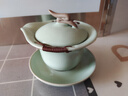 76茶業(yè)汝窯蓋碗陶瓷功夫茶具單個(gè)大號茶碗帶蓋手抓壺耐熱防燙功夫茶具 汝窯蓋碗-天青色 曬單實(shí)拍圖