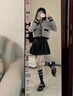 歐迪惠（Oudihui）2025年新款連衣裙女裝春秋季時(shí)尚套裝裙子女穿搭針織毛衣外套上衣 灰色開(kāi)衫+黑色半身裙 M 【95-110斤】 曬單實(shí)拍圖