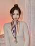 啄木鳥（TUCANO）小長條絲巾女春秋新款搭配襯衫時尚百搭斜角領(lǐng)巾綁包感韓式小圍巾 幾何藍(lán)邊 曬單實拍圖