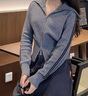 仿佛FF仿佛針織衫女2025秋冬新款坎肩拉鏈休閑百搭收腰長(cháng)袖羊毛毛衫 淺灰色 M 曬單實(shí)拍圖