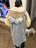 果殼（Gukoo）睡衣女冬季新款多款可愛(ài)女家居服保暖連帽卡通睡袍 淡水藍 M 曬單實(shí)拍圖