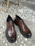 公牛世家正裝皮鞋男秋冬季2025新款英倫風(fēng)商務(wù)鞋子男款休閑軟底結婚德比鞋 棕色GN12310Z042 39 曬單實(shí)拍圖