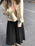 帛芮毛呢半身裙女2025秋季新款高腰百褶裙顯瘦長裙子中長加厚半裙秋冬 曬單實拍圖