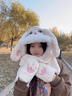 恒源祥雷鋒帽女冬季溫暖可愛(ài)毛絨帽子圍巾手套連體冬季加厚圍巾 白色 不限頭圍 曬單實(shí)拍圖
