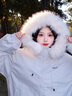 韓璐嬌（hanlujiao）羽絨棉服女冬季2025年新款連帽羽棉襖絨服女外套小個(gè)子工裝派克服 白灰色 M 曬單實(shí)拍圖