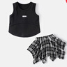 班喜迪女童夏裝套裝2026新款洋氣小童裝兒童韓版背心兩件套夏季寶寶衣服 黑色 110 曬單實(shí)拍圖