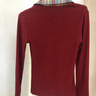 歌詩(shī)慧假兩件紅色針織衫女長(cháng)袖t恤女秋冬季新款內搭上衣修身顯瘦打底衫 假兩件格紋拼接長(cháng)袖T恤【紅色】 L 曬單實(shí)拍圖