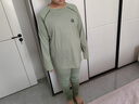 小豬托尼男童秋衣秋褲內(nèi)衣套裝兒童打底內(nèi)搭胖童睡衣青少年家居服10A抑菌 【10A全棉親膚】袖集邊繩綠色 180 建議170-175高，150-170斤 曬單實(shí)拍圖