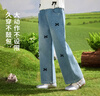 茵曼女童牛仔褲水鉆裝飾2025春新款兒童中大童寬松休閑長(cháng)褲直筒褲 牛仔藍 140 曬單實(shí)拍圖